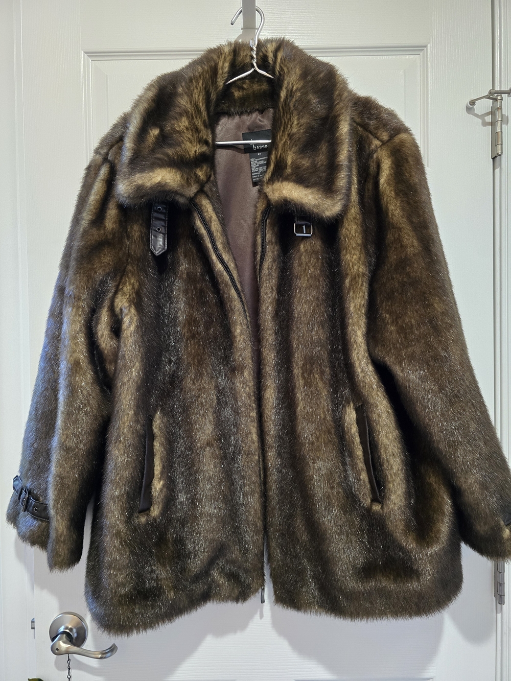 Dennis Basso Brown Faux Fur Coat